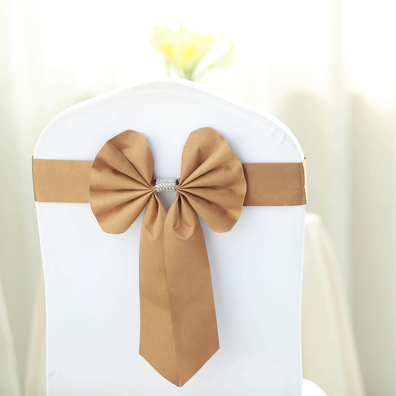 5 pcs Reversible Satin and Faux Leather Bow Tie Chair Sashes with Buckles