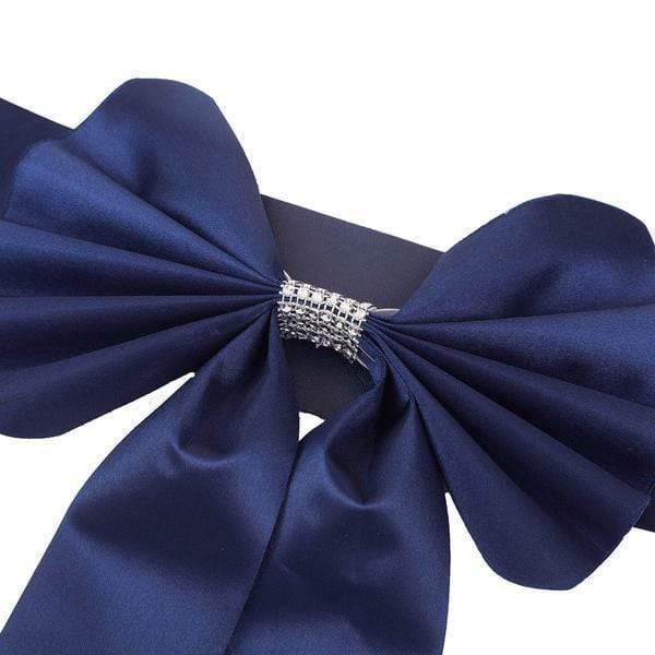 5 pcs Reversible Satin and Faux Leather Bow Tie Chair Sashes with Buckles