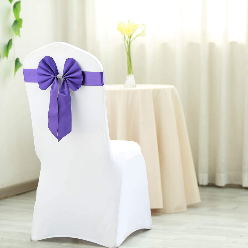 5 pcs Reversible Satin and Faux Leather Bow Tie Chair Sashes with Buckles