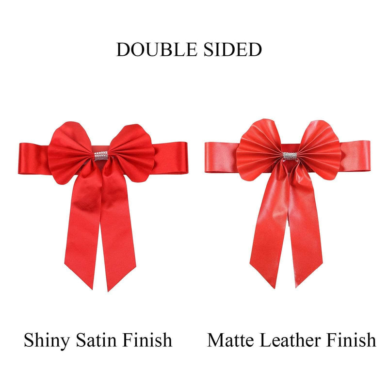 5 pcs Reversible Satin and Faux Leather Bow Tie Chair Sashes with Buckles