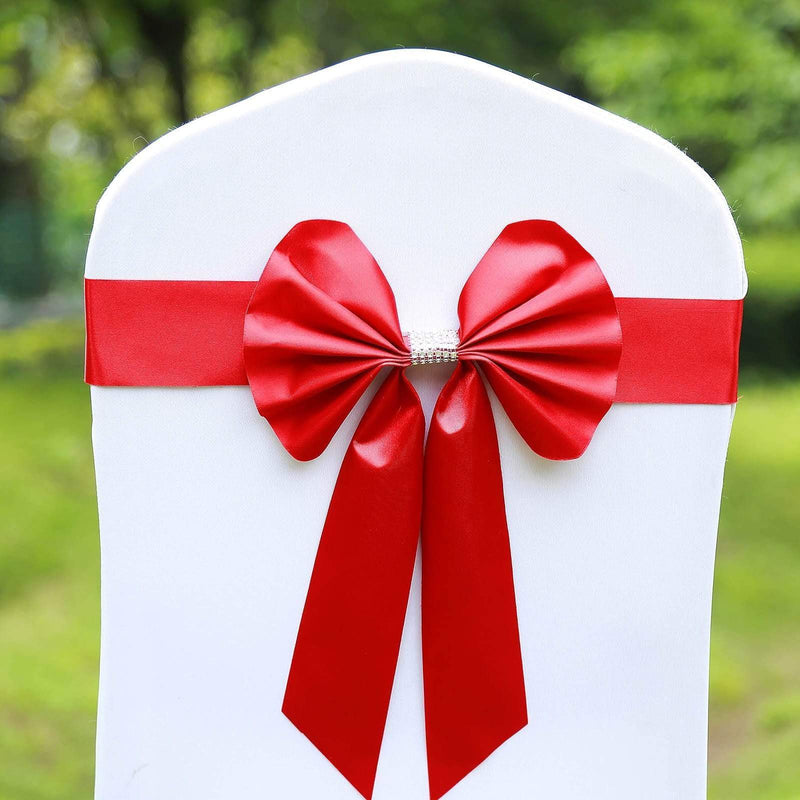 5 pcs Reversible Satin and Faux Leather Bow Tie Chair Sashes with Buckles