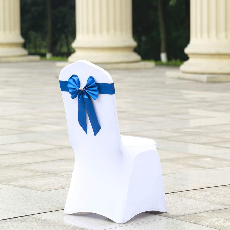 5 pcs Reversible Satin and Faux Leather Bow Tie Chair Sashes with Buckles