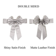 5 pcs Reversible Satin and Faux Leather Bow Tie Chair Sashes with Buckles