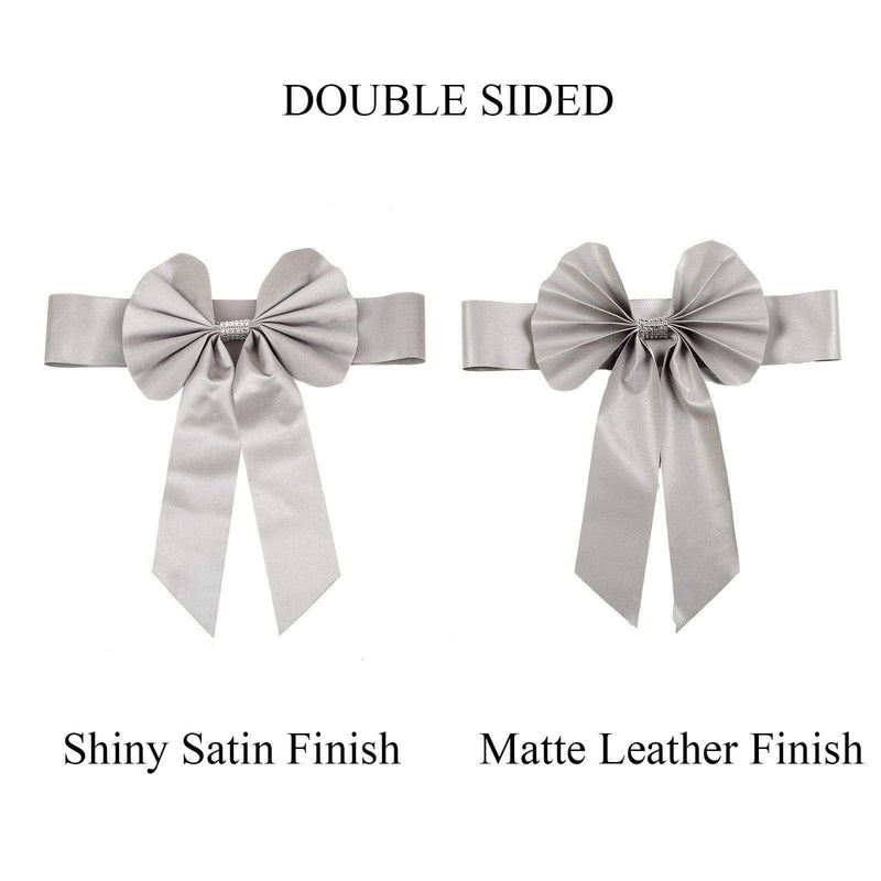 5 pcs Reversible Satin and Faux Leather Bow Tie Chair Sashes with Buckles