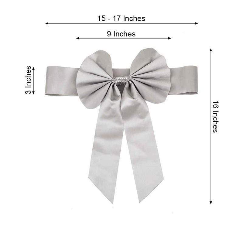 5 pcs Reversible Satin and Faux Leather Bow Tie Chair Sashes with Buckles