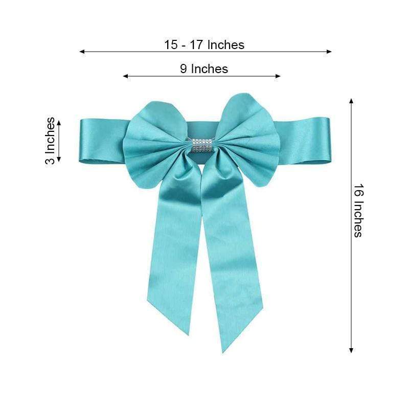 5 pcs Reversible Satin and Faux Leather Bow Tie Chair Sashes with Buckles