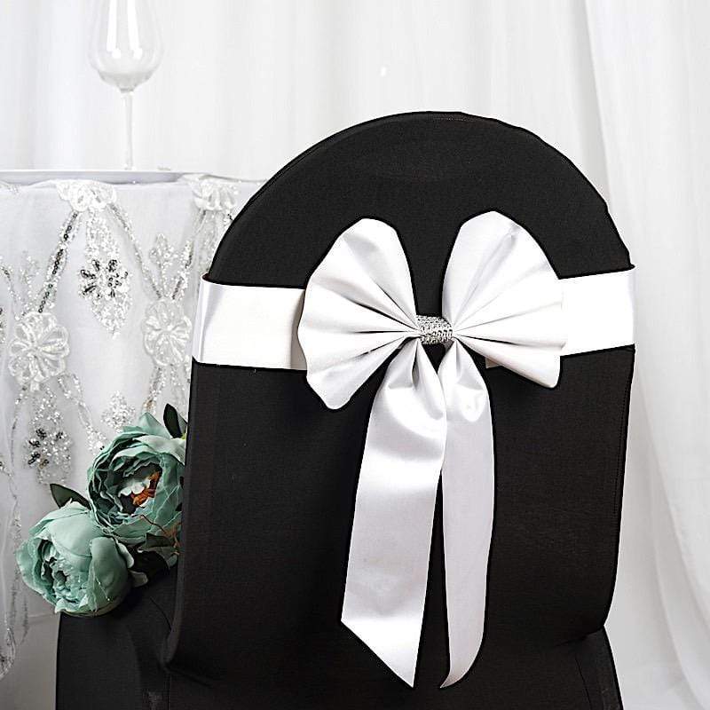 5 pcs Reversible Satin and Faux Leather Bow Tie Chair Sashes with Buckles