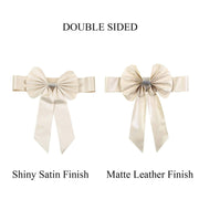 5 pcs Reversible Satin and Faux Leather Bow Tie Chair Sashes with Buckles