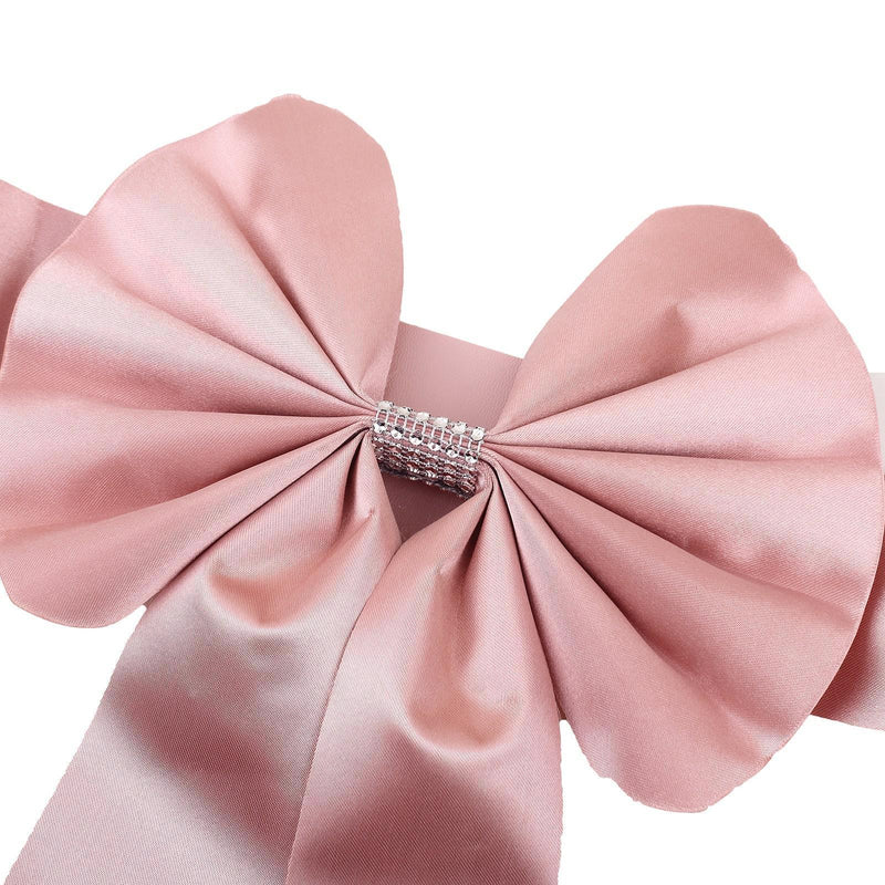 5 pcs Reversible Satin and Faux Leather Bow Tie Chair Sashes with Buckles