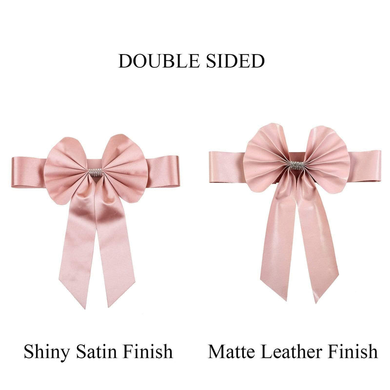 5 pcs Reversible Satin and Faux Leather Bow Tie Chair Sashes with Buckles