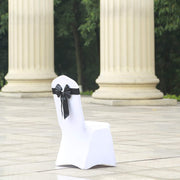 5 pcs Reversible Satin and Faux Leather Bow Tie Chair Sashes with Buckles