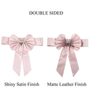 5 pcs Reversible Satin and Faux Leather Bow Tie Chair Sashes with Buckles