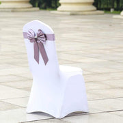 5 pcs Reversible Satin and Faux Leather Bow Tie Chair Sashes with Buckles