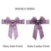 5 pcs Reversible Satin and Faux Leather Bow Tie Chair Sashes with Buckles
