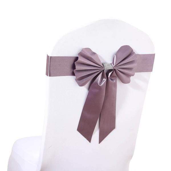 5 pcs Reversible Satin and Faux Leather Bow Tie Chair Sashes with Buckles SASH_SS01_073