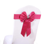 5 pcs Reversible Satin and Faux Leather Bow Tie Chair Sashes with Buckles SASH_SS01_FUSH
