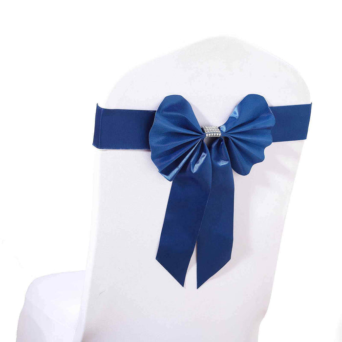 5 pcs Reversible Satin and Faux Leather Bow Tie Chair Sashes with Buckles SASH_SS01_ROY