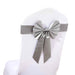 5 pcs Reversible Satin and Faux Leather Bow Tie Chair Sashes with Buckles SASH_SS01_SILV
