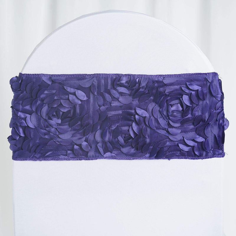 5 pcs Satin Rosette Fitted Spandex Chair Sashes