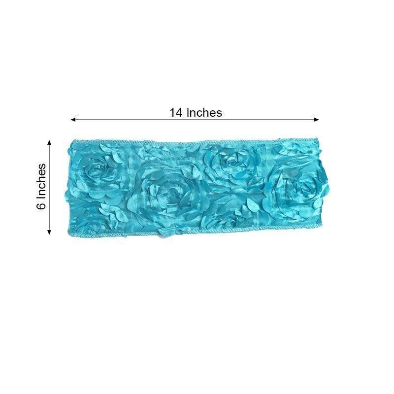 5 pcs Satin Rosette Fitted Spandex Chair Sashes