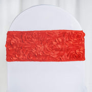 5 pcs Satin Rosette Fitted Spandex Chair Sashes
