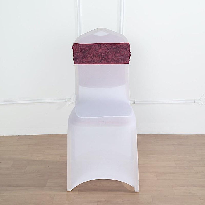 5 pcs Satin Rosette Fitted Spandex Chair Sashes
