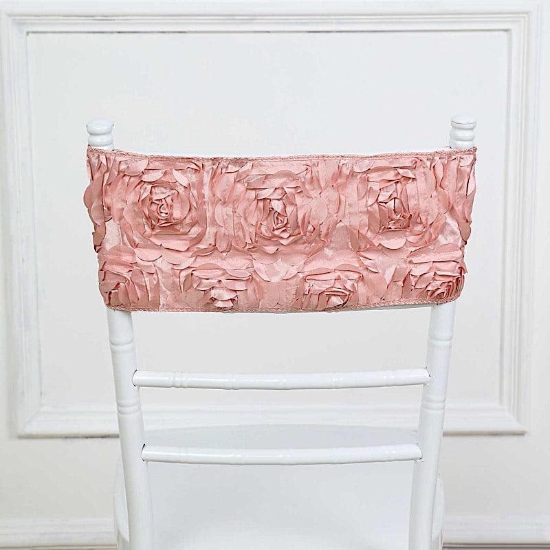 5 pcs Satin Rosette Fitted Spandex Chair Sashes