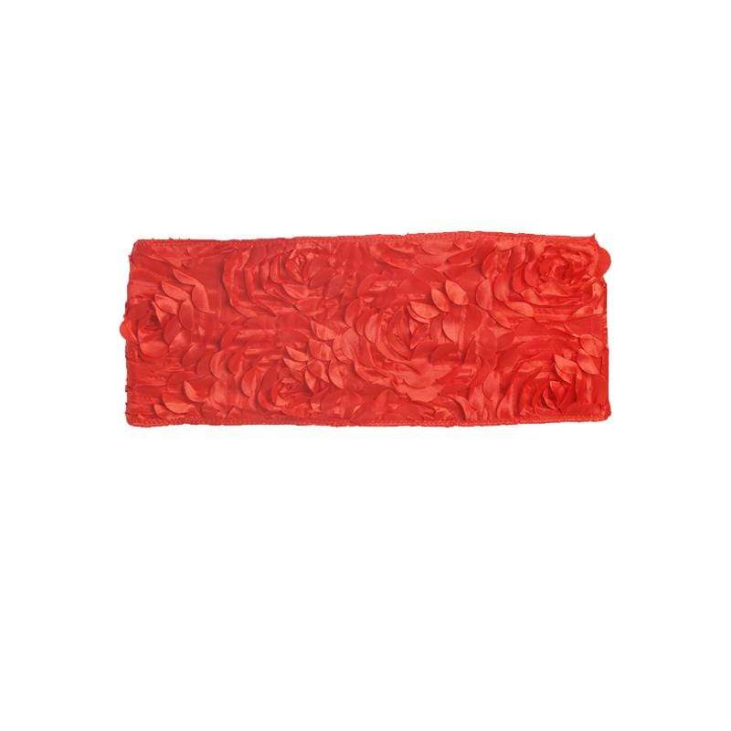 5 pcs Satin Rosette Fitted Spandex Chair Sashes SASHP_SPX01_RED