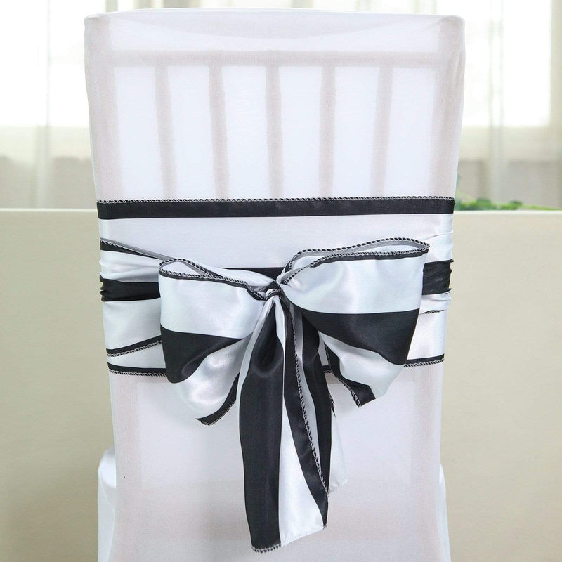 5 pcs Satin Stripe Chair Sashes SASH_15_BLK