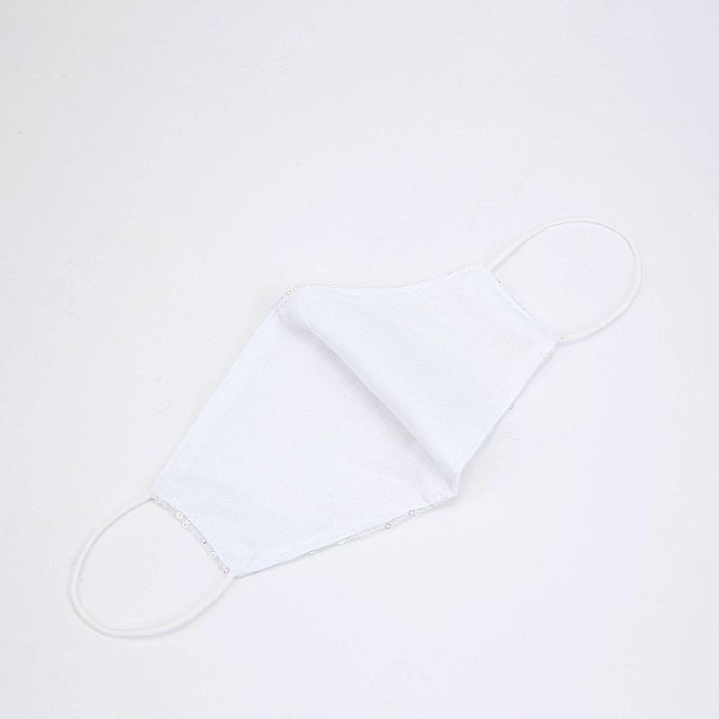 5 pcs Sequined Cotton Face Masks Washable Protective Covers - White CARE_MASK04_WHT