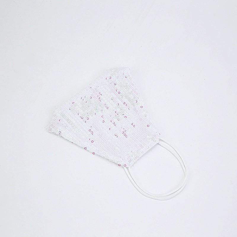 5 pcs Sequined Cotton Face Masks Washable Protective Covers - White CARE_MASK04_WHT