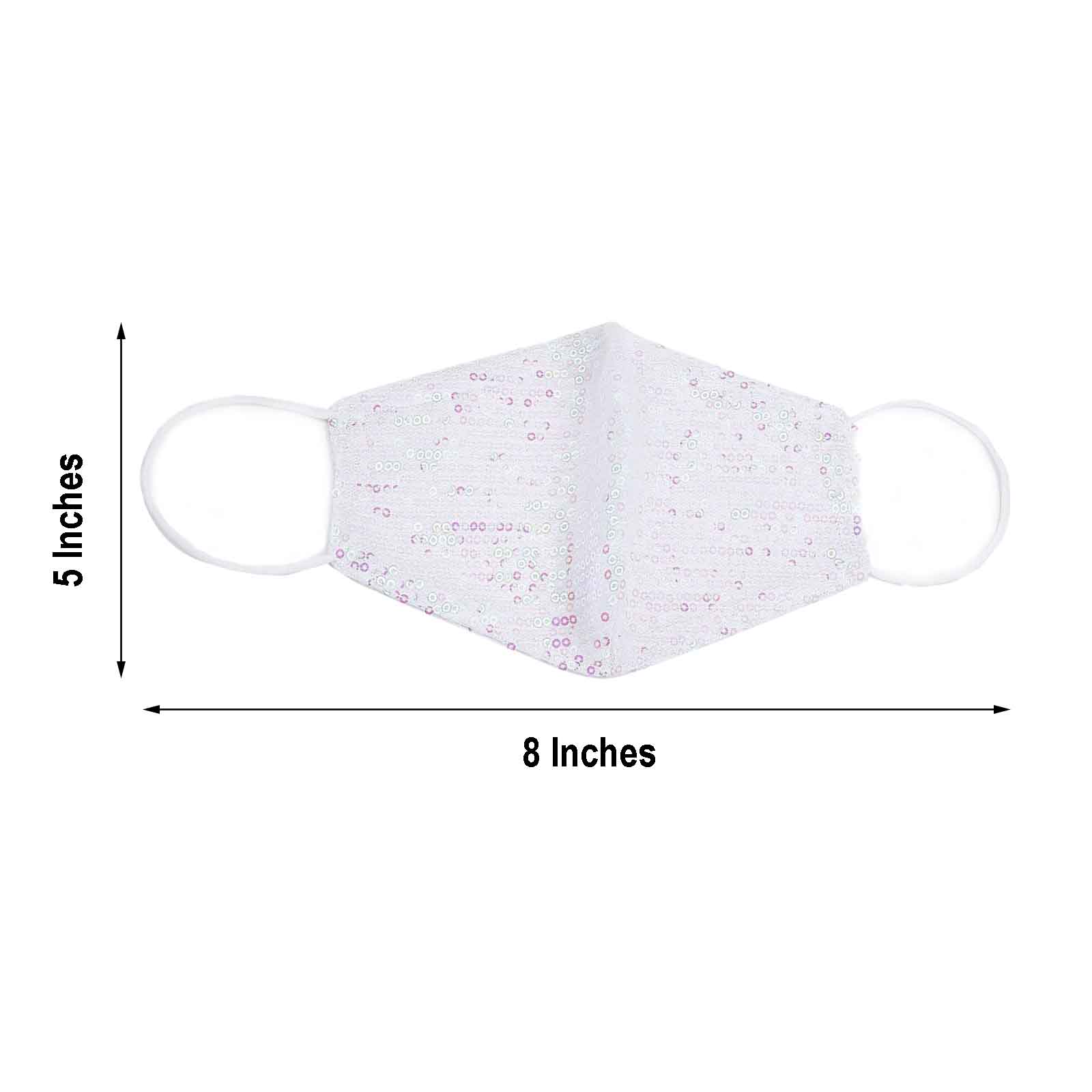 5 pcs Sequined Cotton Face Masks Washable Protective Covers - White CARE_MASK04_WHT