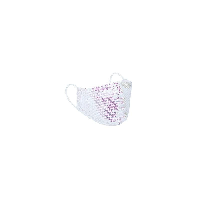 5 pcs Sequined Cotton Face Masks Washable Protective Covers - White CARE_MASK04_WHT