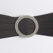 5 pcs Spandex Chair Sashes with Silver Round Buckle Brooches