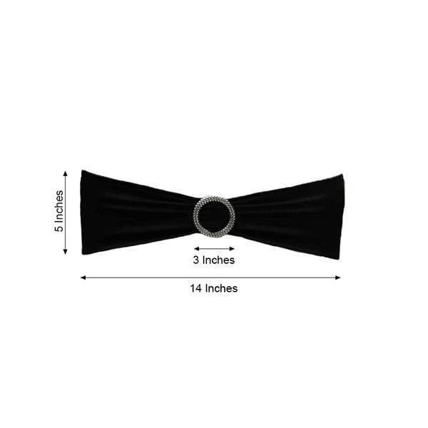 5 pcs Spandex Chair Sashes with Silver Round Buckle Brooches