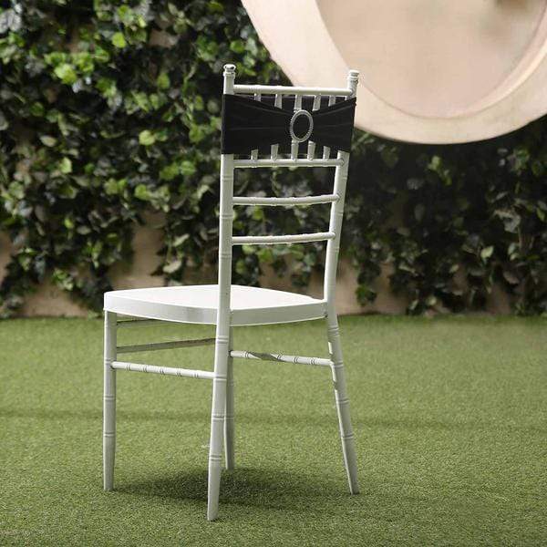5 pcs Spandex Chair Sashes with Silver Round Buckle Brooches