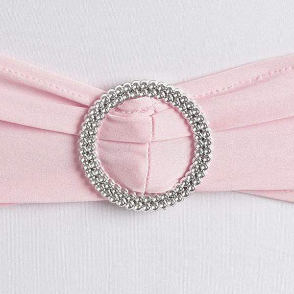 5 pcs Spandex Chair Sashes with Silver Round Buckle Brooches