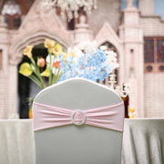 5 pcs Spandex Chair Sashes with Silver Round Buckle Brooches