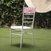 5 pcs Spandex Chair Sashes with Silver Round Buckle Brooches