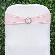 5 pcs Spandex Chair Sashes with Silver Round Buckle Brooches