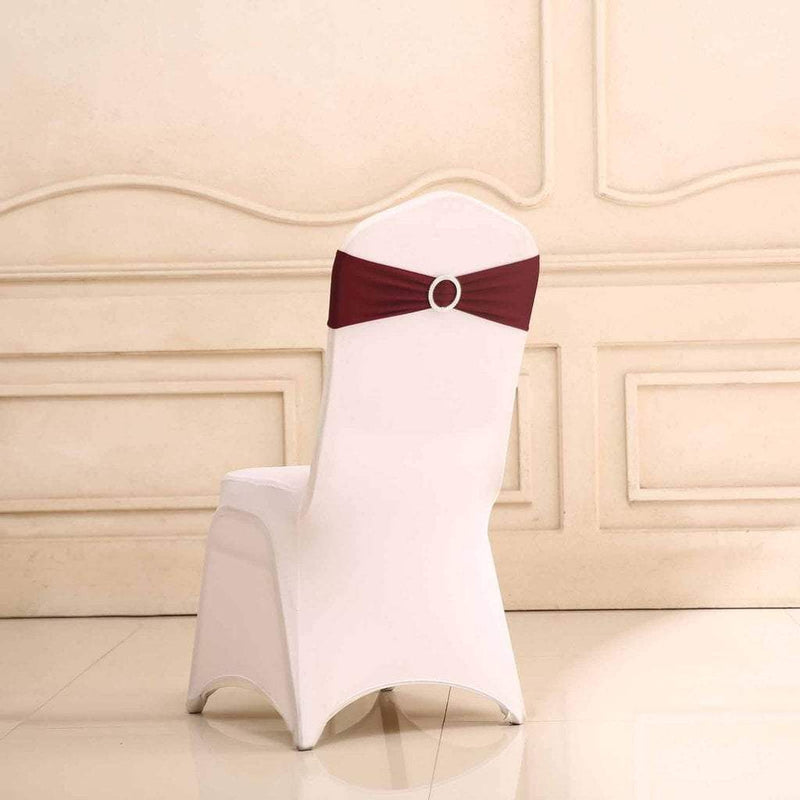 5 pcs Spandex Chair Sashes with Silver Round Buckle Brooches