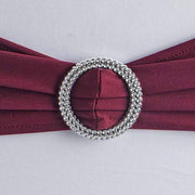 5 pcs Spandex Chair Sashes with Silver Round Buckle Brooches
