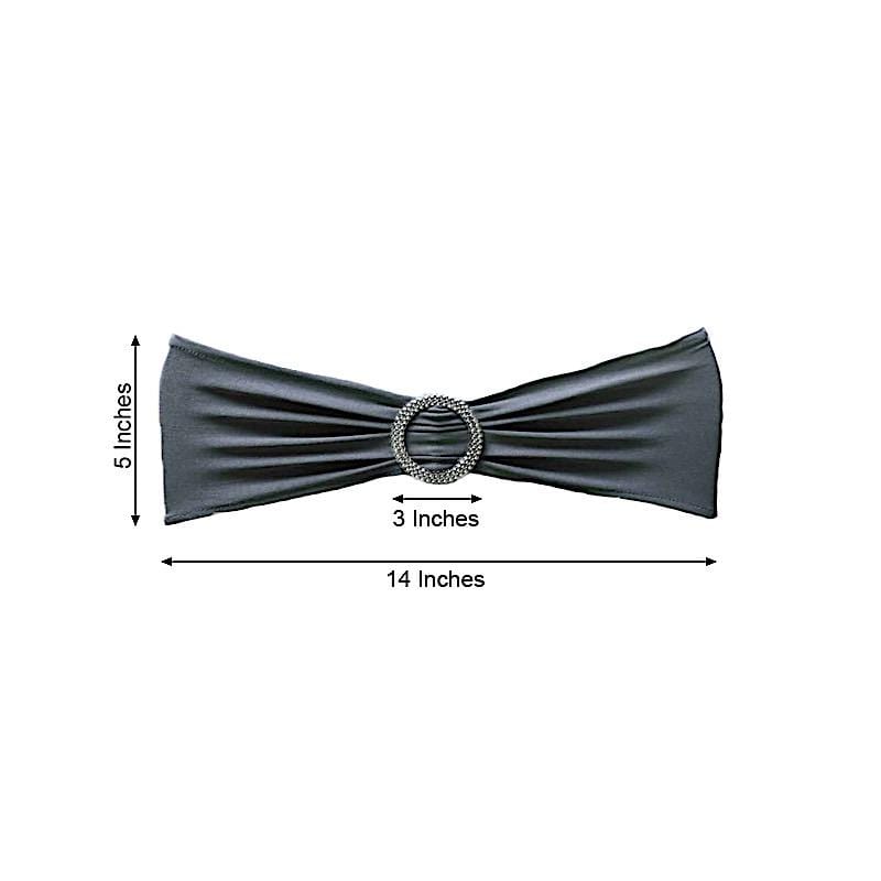 5 pcs Spandex Chair Sashes with Silver Round Buckle Brooches