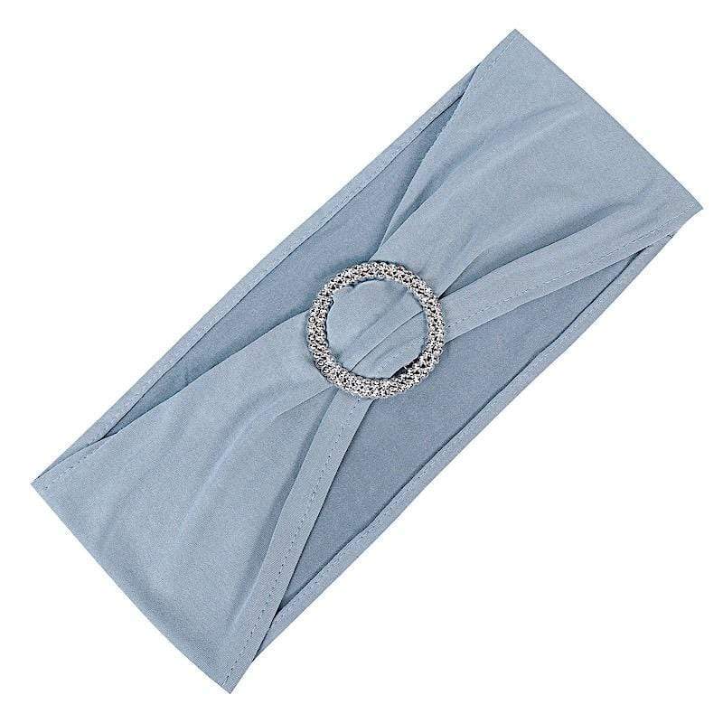 5 pcs Spandex Chair Sashes with Silver Round Buckle Brooches