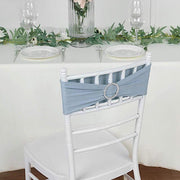 5 pcs Spandex Chair Sashes with Silver Round Buckle Brooches