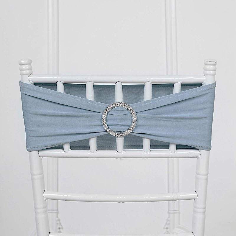 5 pcs Spandex Chair Sashes with Silver Round Buckle Brooches