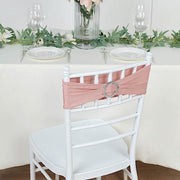 5 pcs Spandex Chair Sashes with Silver Round Buckle Brooches
