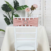 5 pcs Spandex Chair Sashes with Silver Round Buckle Brooches