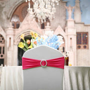 5 pcs Spandex Chair Sashes with Silver Round Buckle Brooches