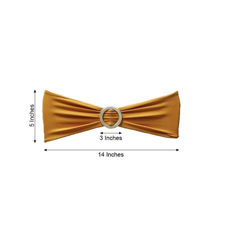 5 pcs Spandex Chair Sashes with Silver Round Buckle Brooches